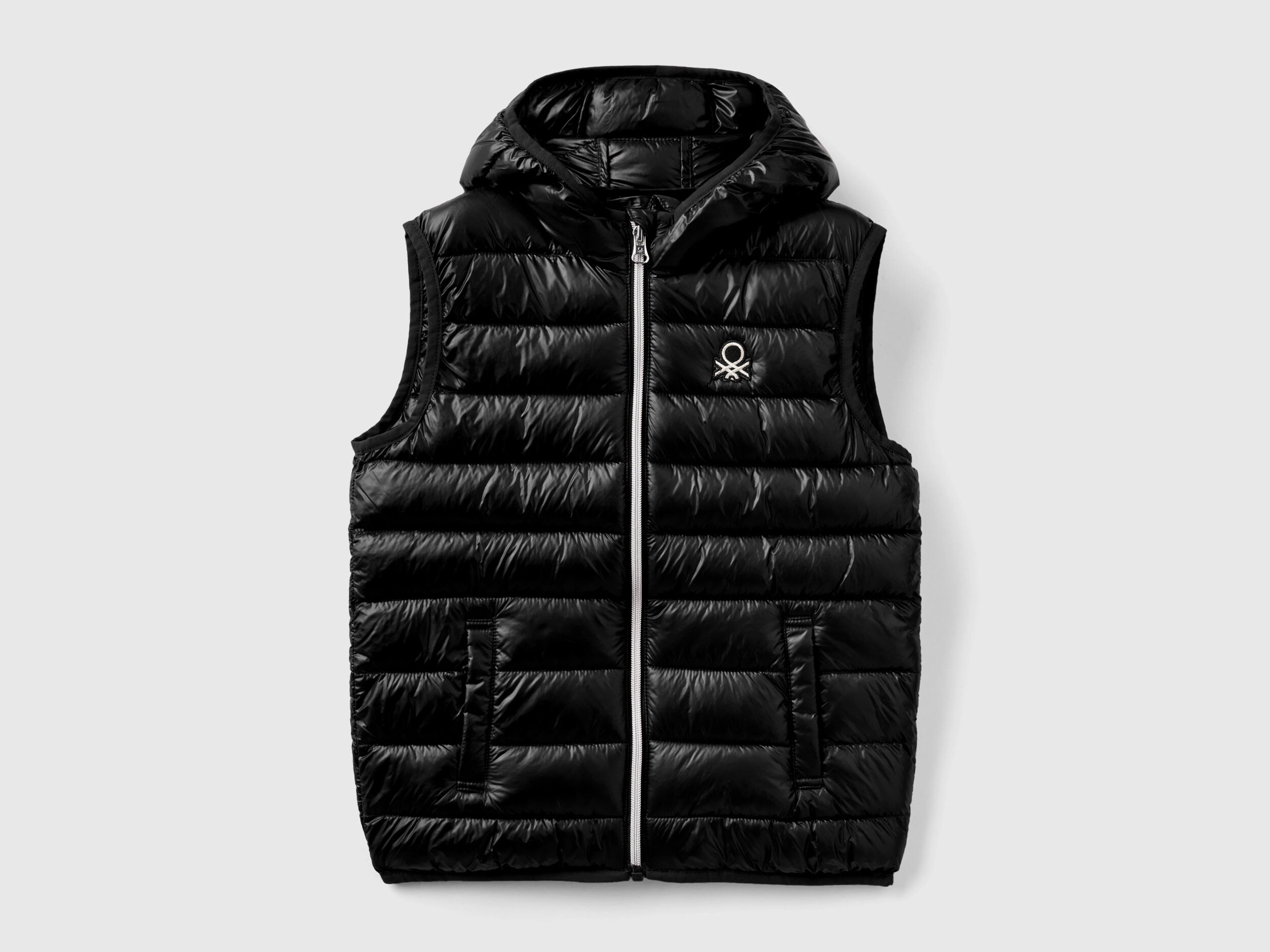 Chaleco acolchado con capucha Negro Benetton