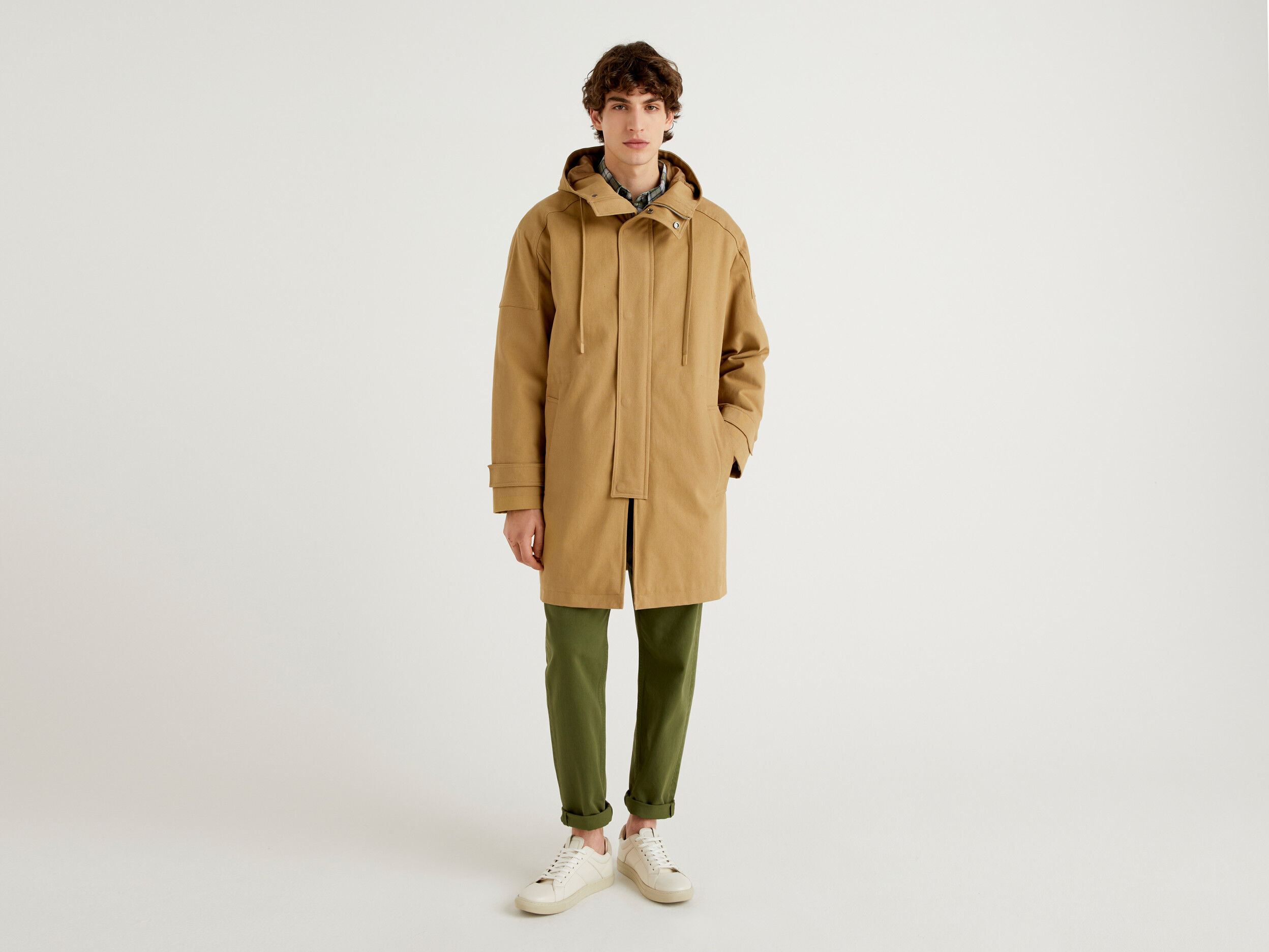 Parka acolchada de 100 algod n Beige Benetton