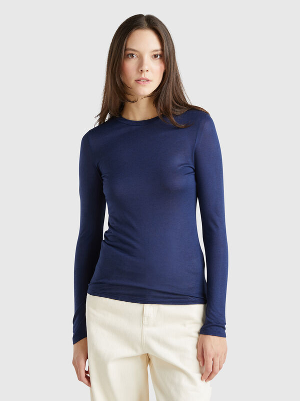 Camiseta en mezcla de viscosa y cachemir Mujer