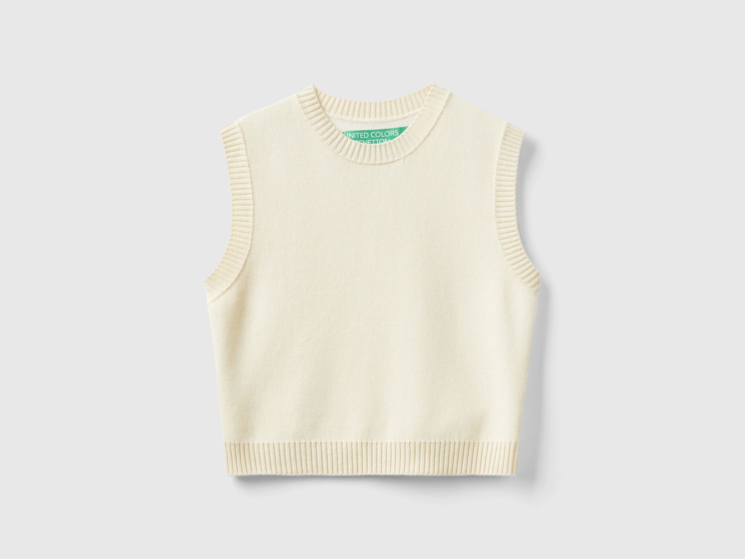 Chaleco corto de cachemir mixto Beige Benetton