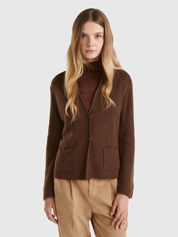 Chaqueta de punto en mezcla de lana y cachemir Mujer