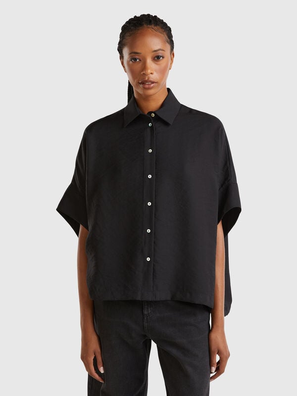 Camisa oversize de mezcla de Modal Mujer