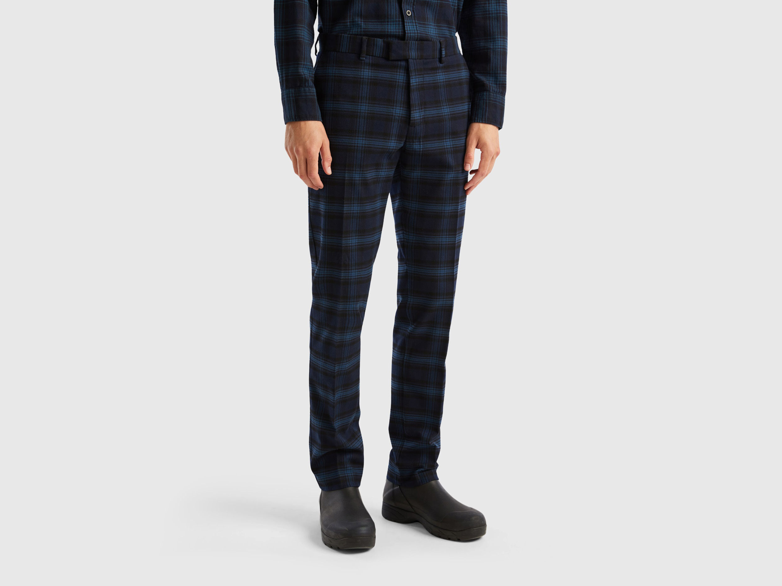 Pantalon tartan de franela Azul Oscuro Benetton