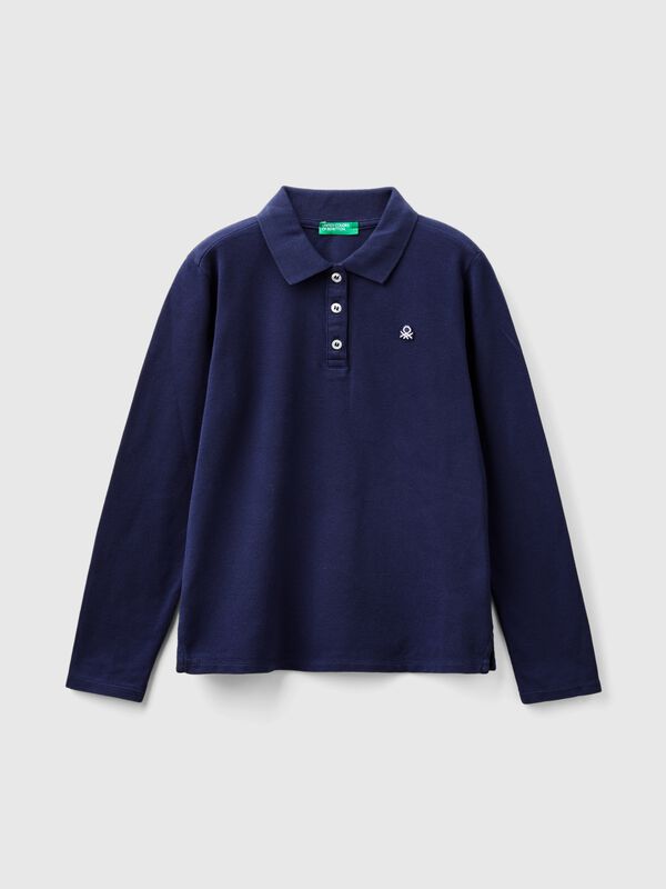 Polo de manga larga de algodón orgánico Niña