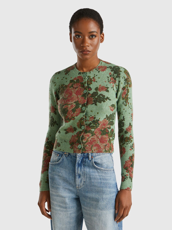 Cárdigan floral en tejido reciclado Mujer