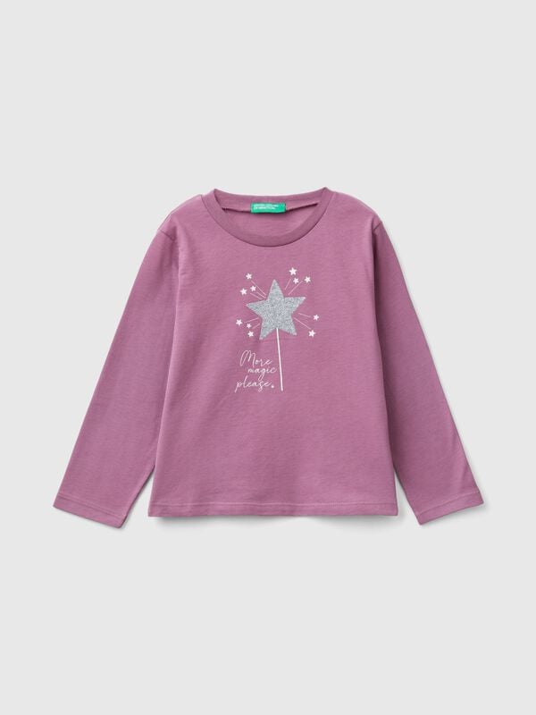 Camiseta con estampado de glitter Niña
