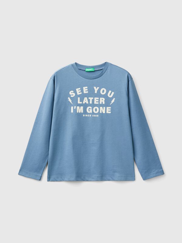 Camiseta de algodón cálido con estampado por delante y por detrás Niño
