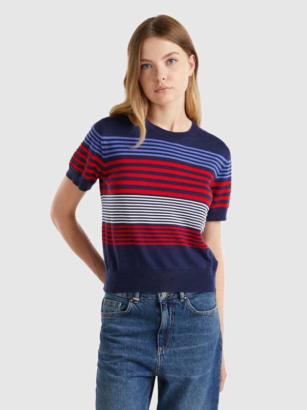 Jersey de manga corta de rayas Mujer