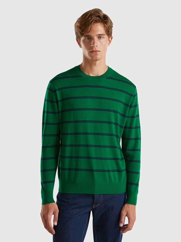 Jersey de rayas de pura lana merina Hombre