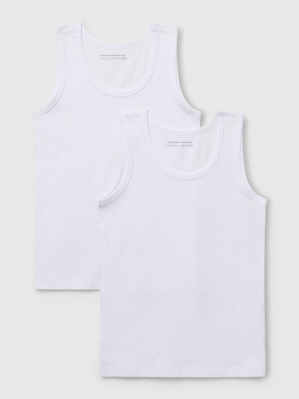 Dos camisetas sin mangas elásticas de algodón orgánico Niño