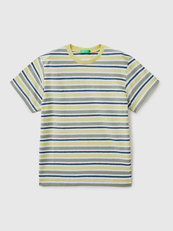 Camiseta de lino mixto de rayas Niño