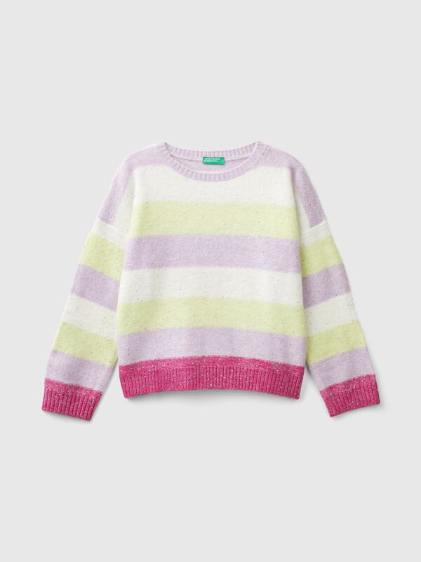 Jersey con tejido reciclado y lentejuelas Niña