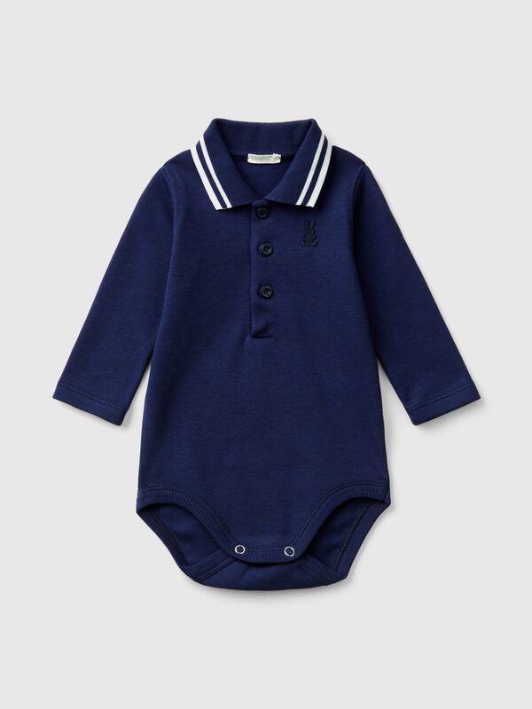 Body de estilo polo de algodón orgánico Recién nacidos
