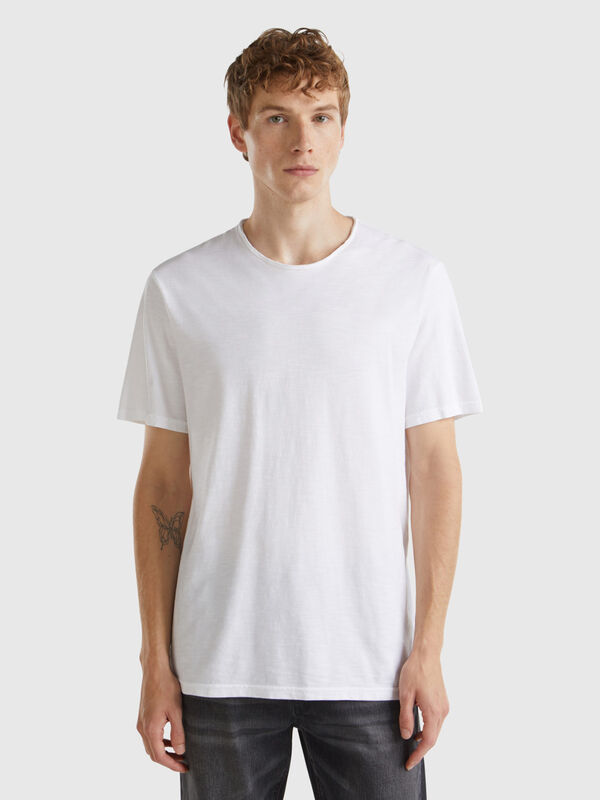 Camiseta blanca de algodón flameado Hombre