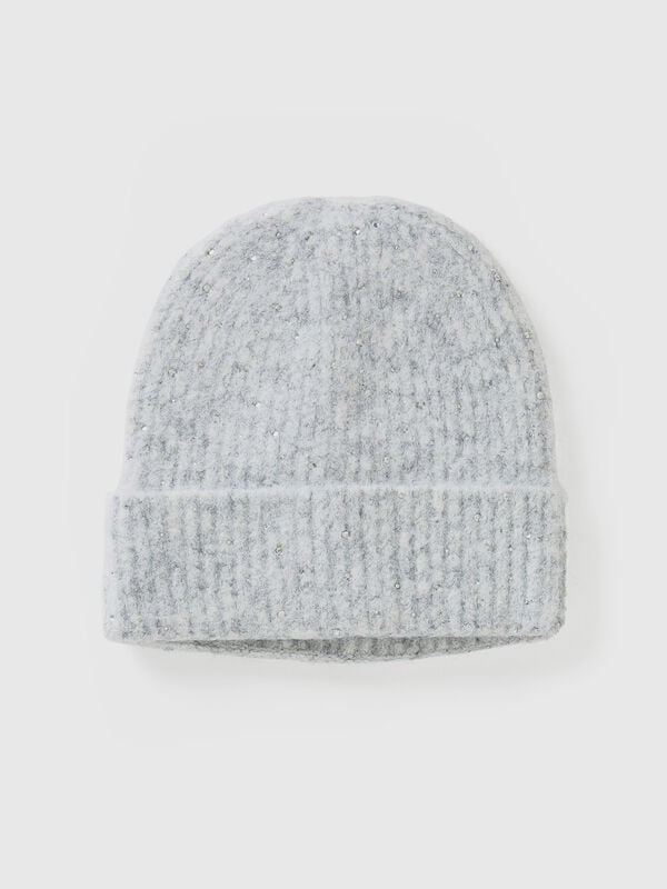 Gorro en mezcla de lana con strass Mujer