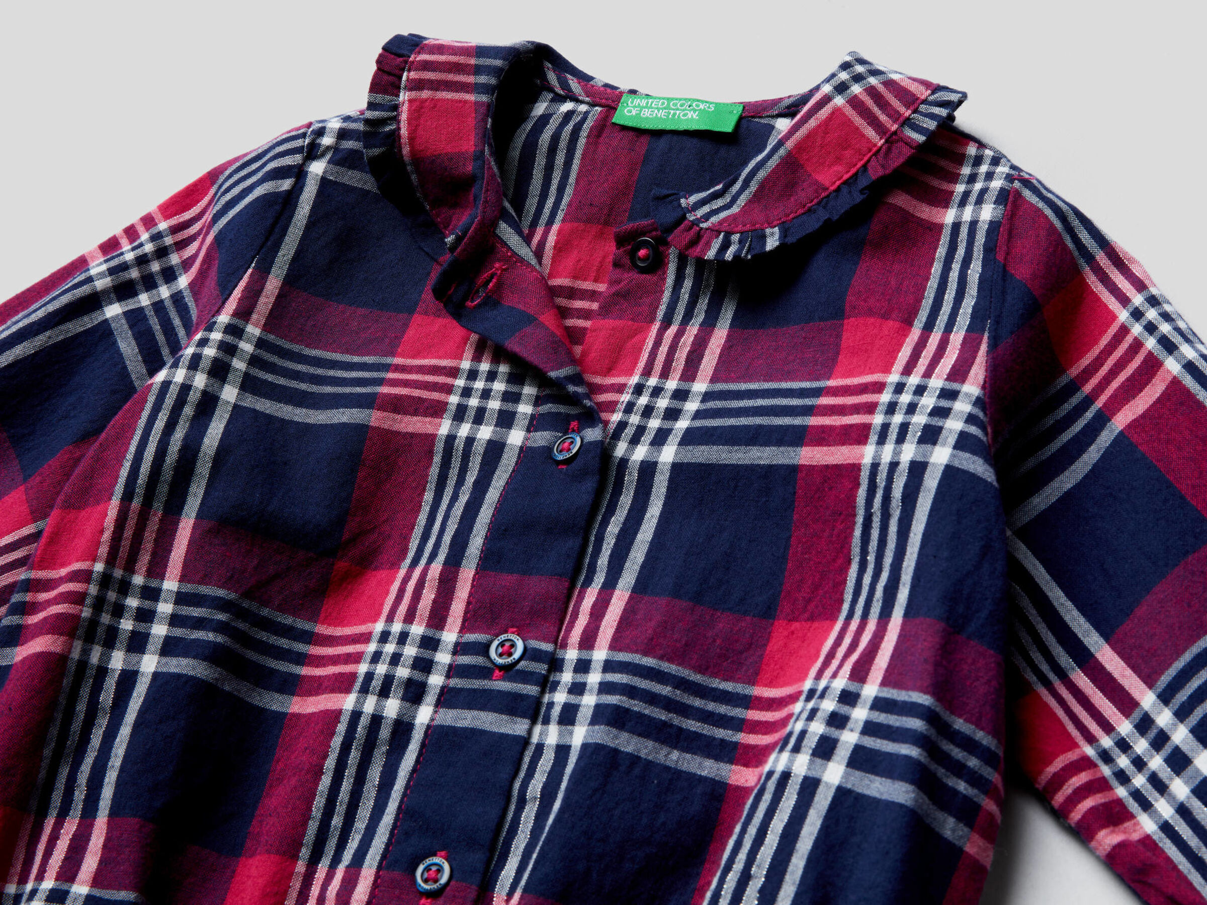 Camisa de cuadros en tela de algodón image number null