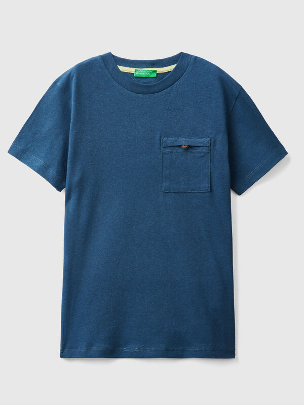 Camiseta de lino mixto con bolsillo Niño