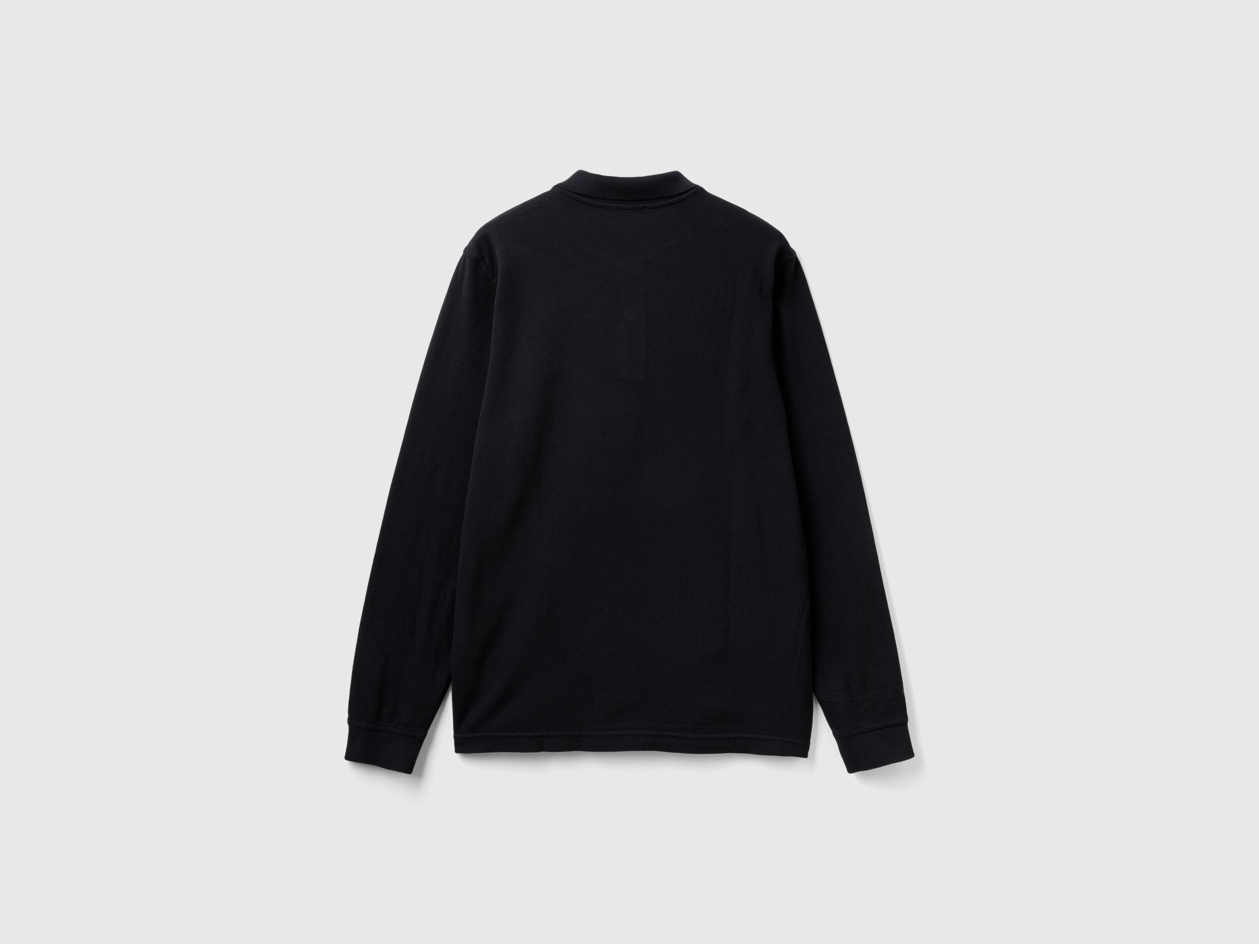 Polo de manga larga de 100 algodon Negro Benetton