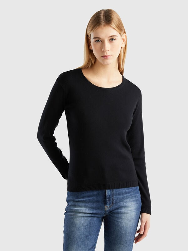 Jersey de cuello redondo de 100 % algodón Mujer