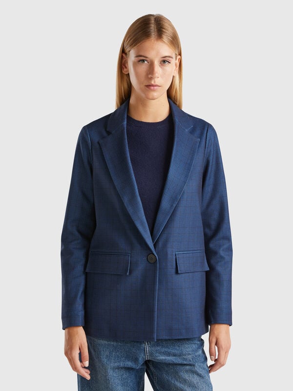 Blazer de tartán sin forro Mujer