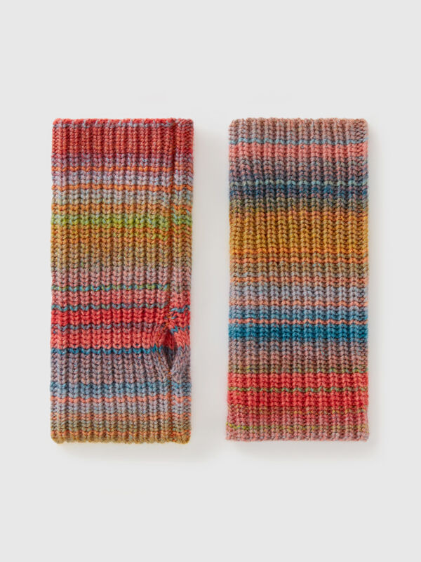 Manguitos multicolores de lana mixta Mujer
