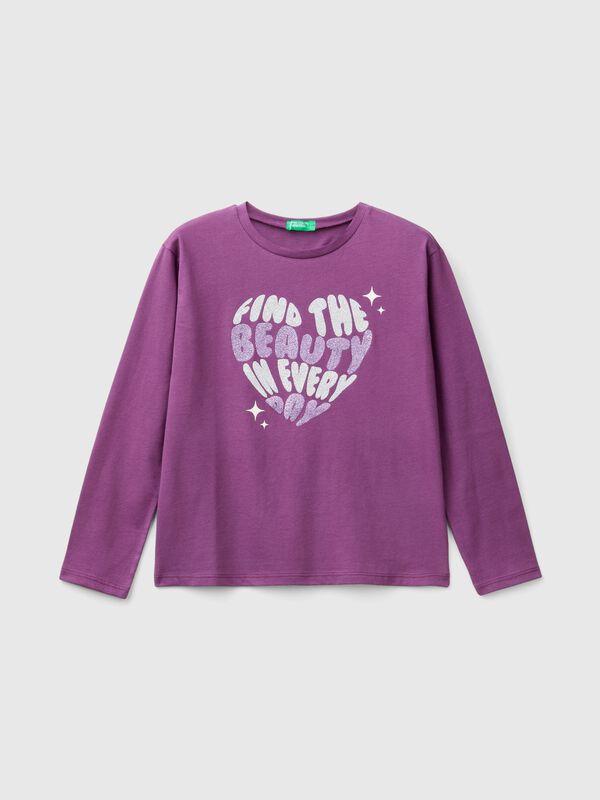 Camiseta con estampado de glitter Niña