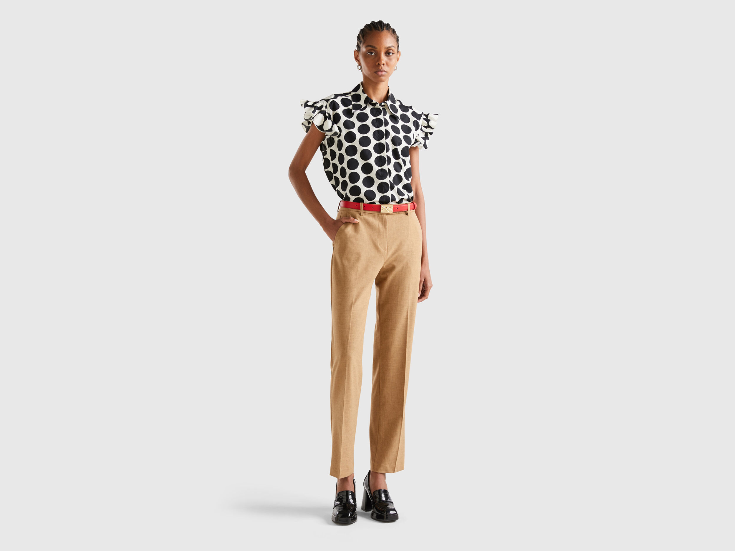 Camisa de lunares sin mangas Negro Benetton