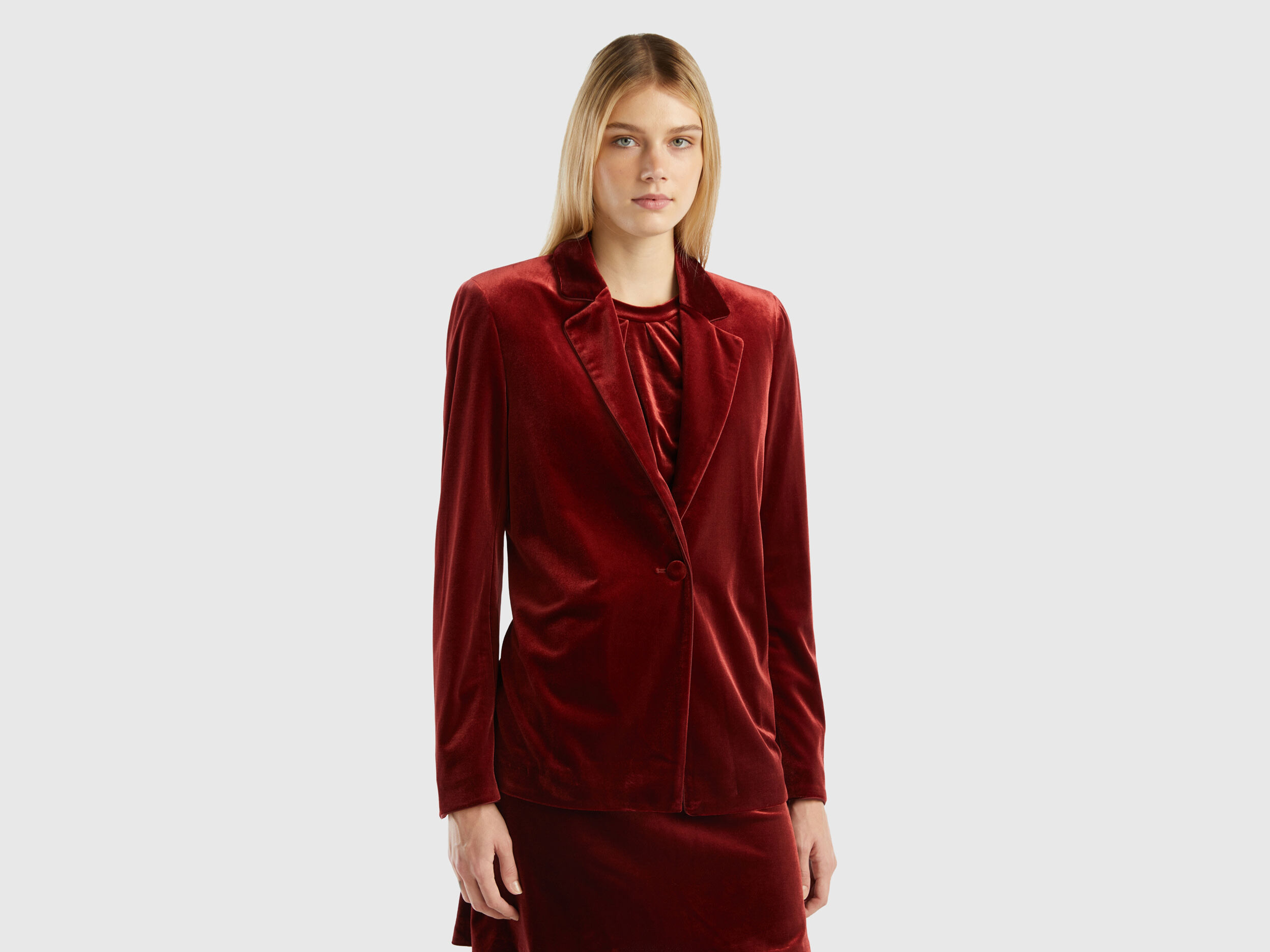 Blazer de terciopelo liso Burdeos Benetton