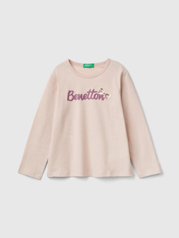 Camiseta con estampado y lentejuelas Niña
