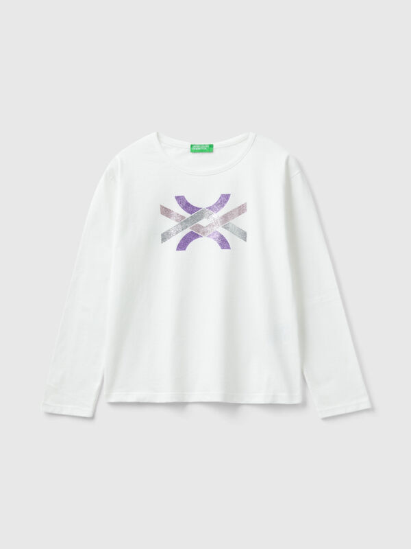 Camiseta de algodón cálido orgánico con glitter Niña
