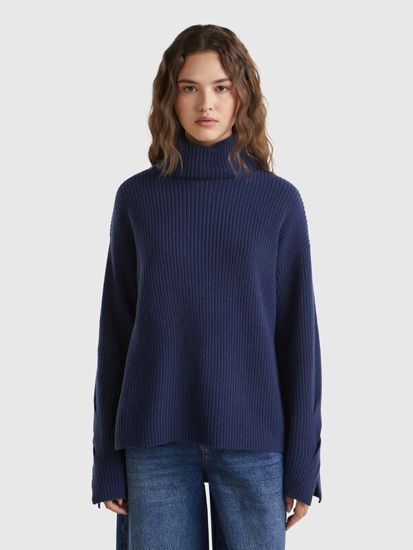 Jersey de cuello cisne con cuello amplio Mujer