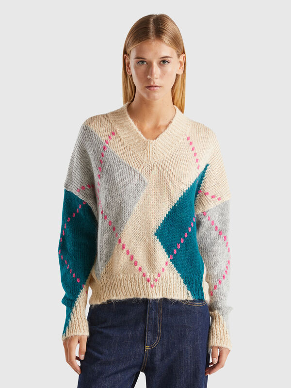 Jersey boxy fit de mohair mixto Mujer
