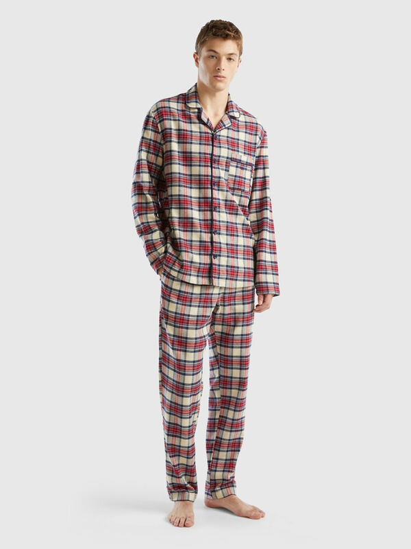 Pijama de tartán de franela Hombre