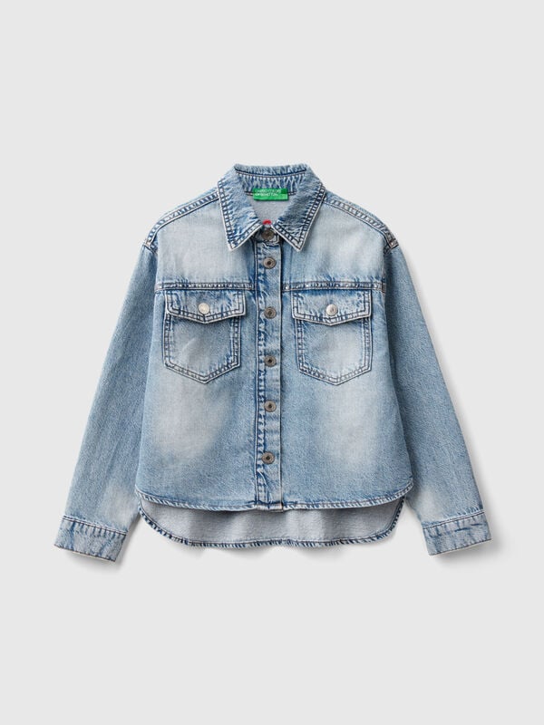 Camisa vaquera con strass Niña