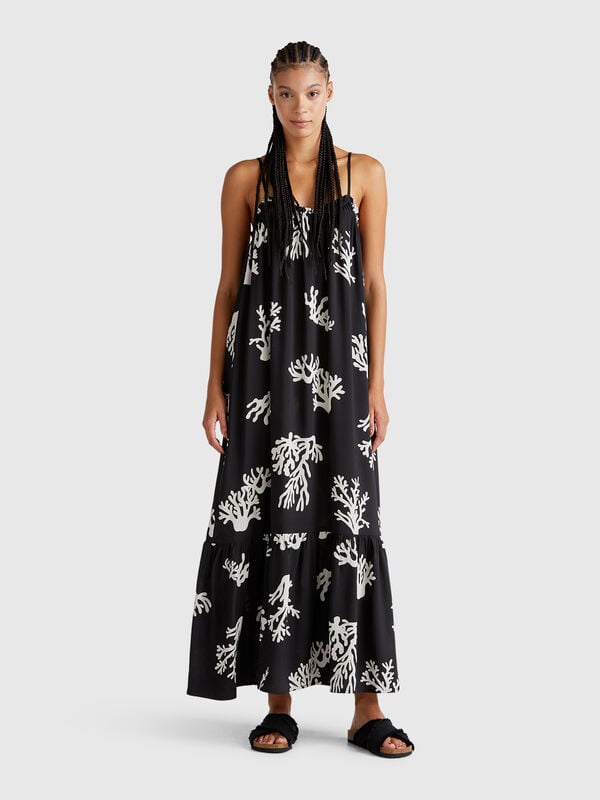Vestido de playa con estampado coral Mujer