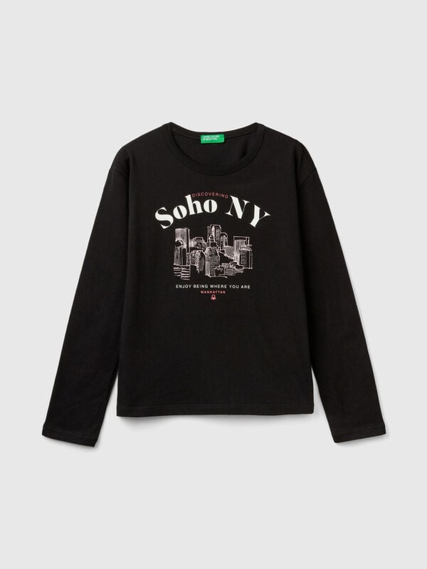 Camiseta con estampado de eslogan Niña