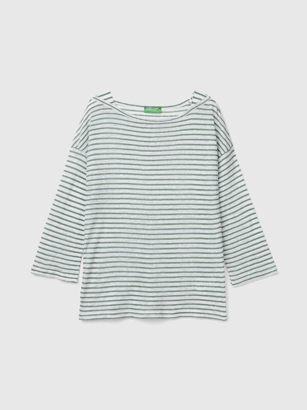 Camiseta de rayas con manga francesa Mujer