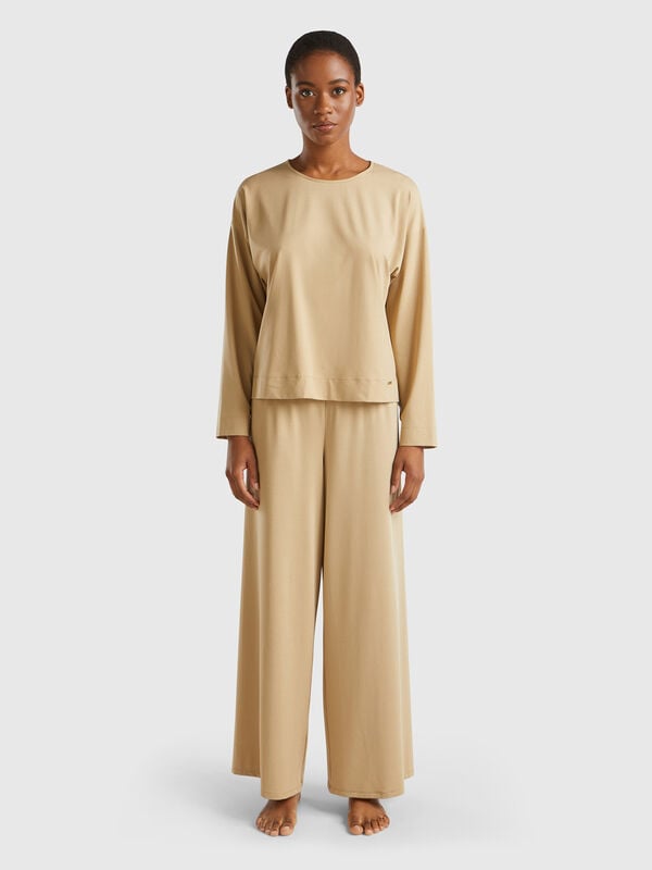 Pantalón amplio con lúrex Mujer