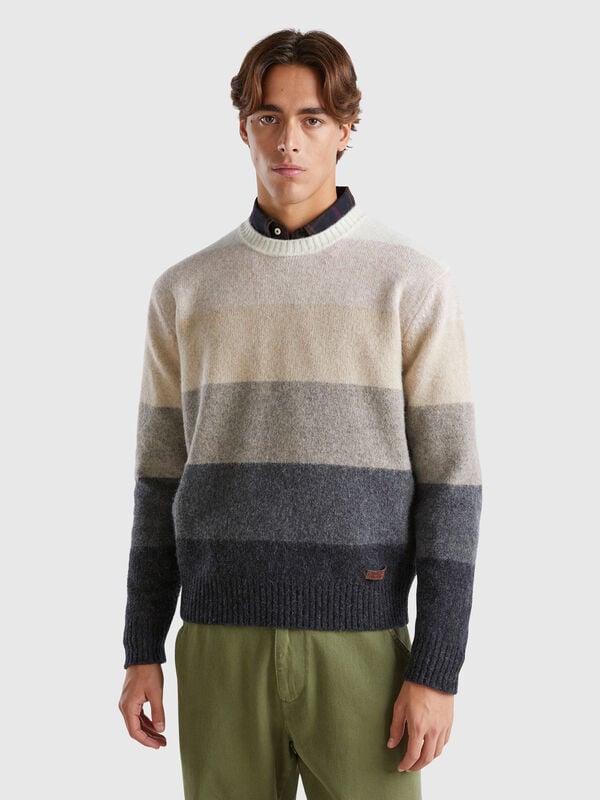 Jersey de rayas de pura lana Shetland Hombre