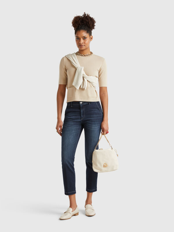 Chinos slim fit en denim Mujer