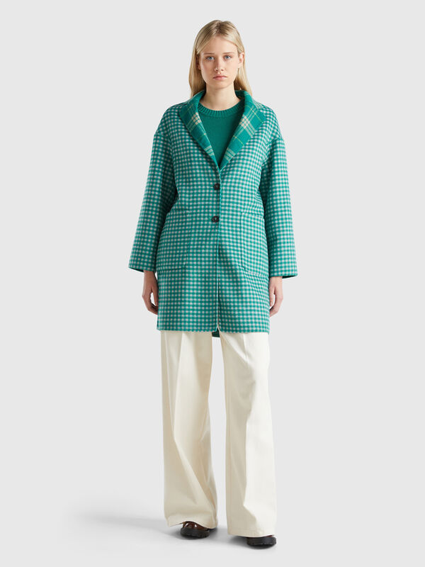 Abrigo reversible de cuadros Mujer
