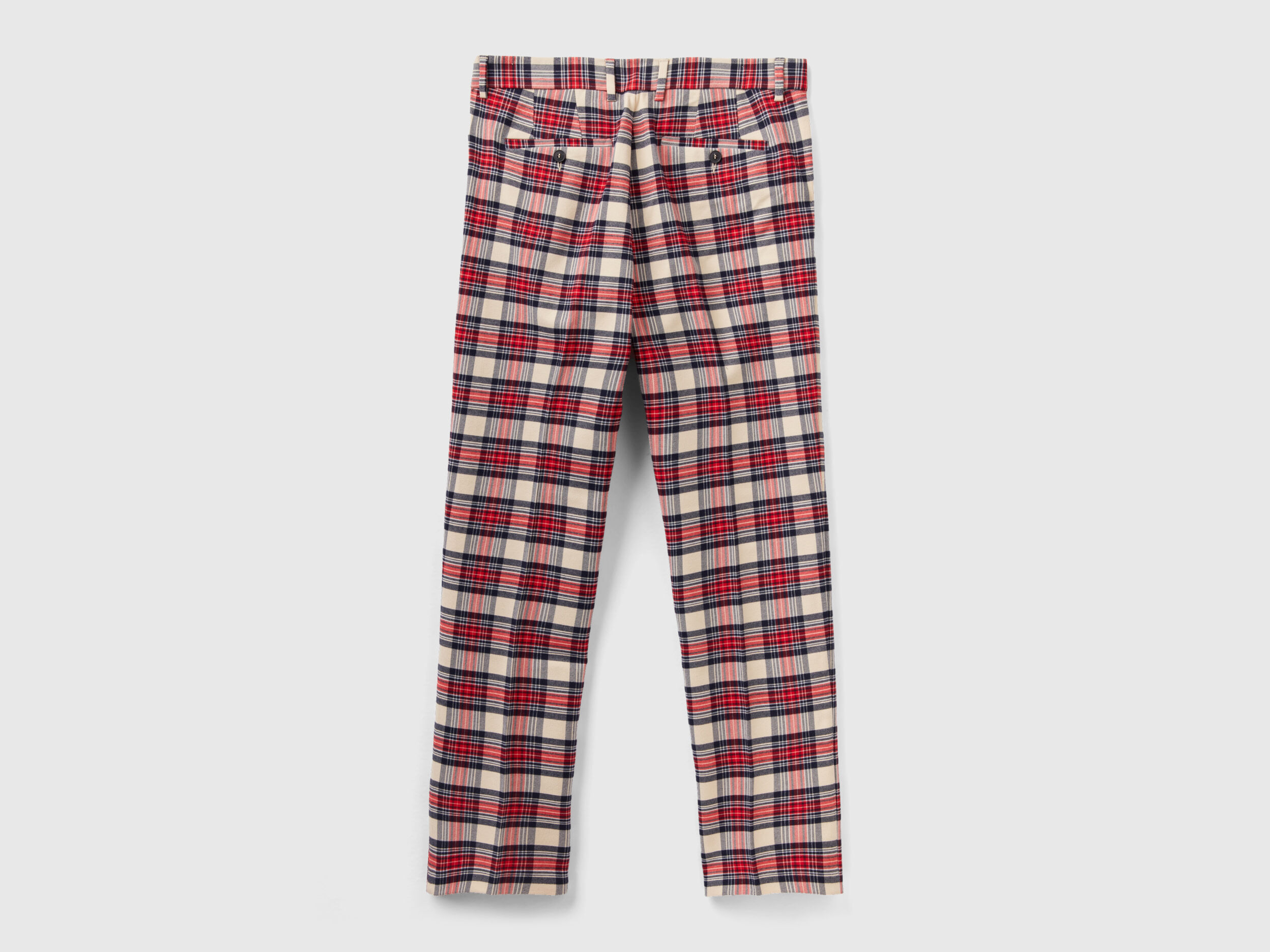 Pantalon tartan de franela Rojo Benetton