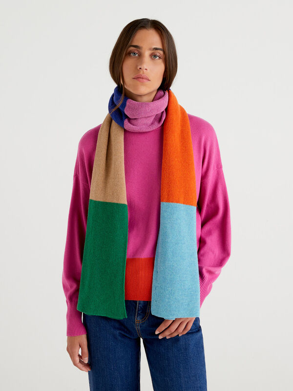 Maxibufanda multicolor de pura lana merina