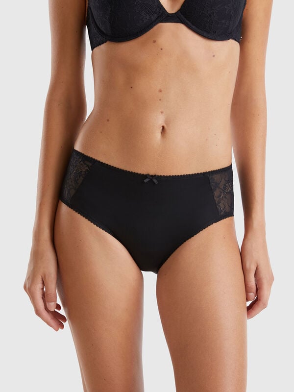 Culotte con inserciones de encaje Mujer