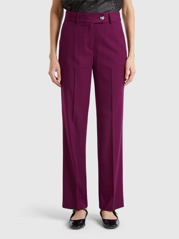 Pantalón en mezcla de viscosa y lana Pantalón en mezcla de viscosa y lana Mujer