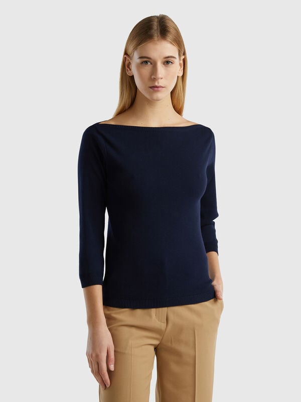 Jersey de 100 % algodón con escote barco Mujer