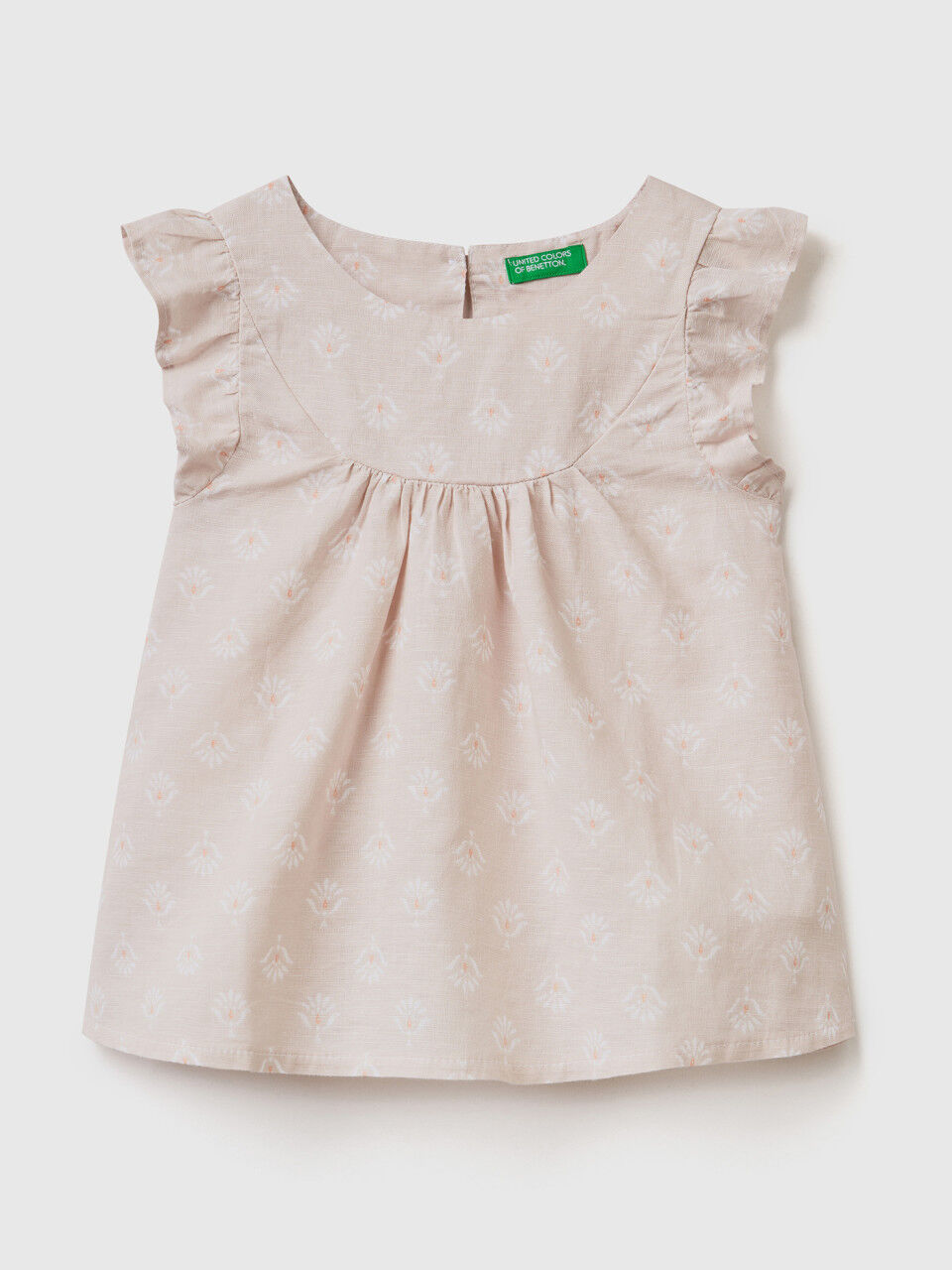 Blusa de lino mixto estampada