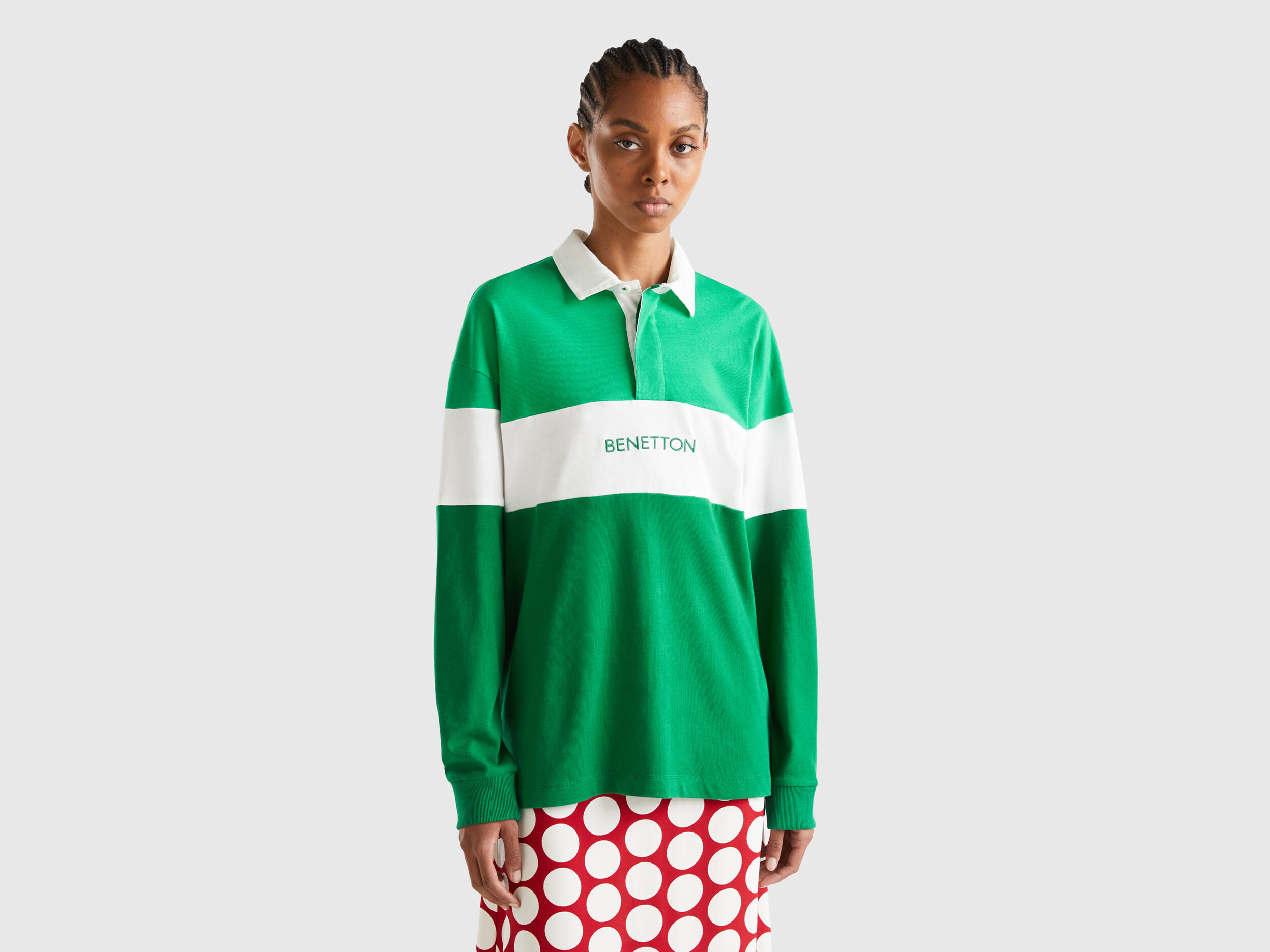 Polo verde estilo rugby Verde Benetton