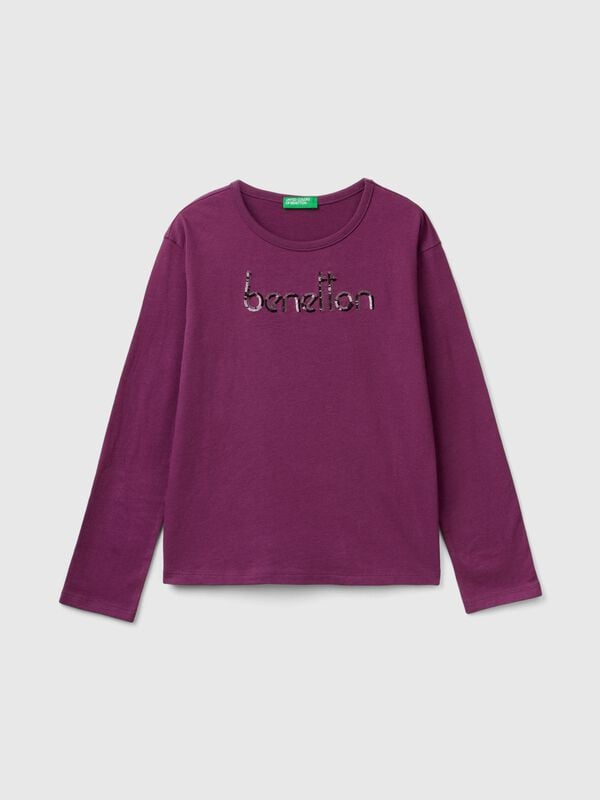 Camiseta de algodón cálido orgánico con lentejuelas Niña