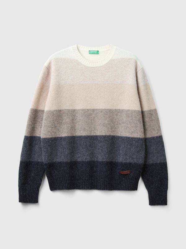 Jersey de rayas de pura lana Shetland Hombre